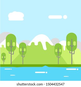 beautiful natural mountains with water 2d vector file