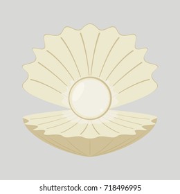 Beautiful natural open pearl shell. Vector illustration