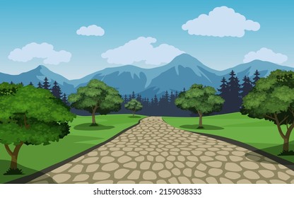 Beautiful natural park vector landscape