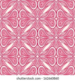 beautiful natural pink abstract retro pattern with flowers on a beige background. vector illustration 