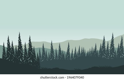 Beautiful natural scenery from the edge of the city on the sunrises. Vector illustration of a city