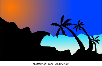 Hermoso paisaje natural, hermoso paisaje montañoso ilustrativo vectorial.