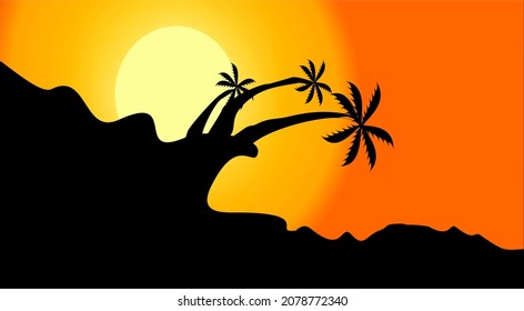 Beautiful natural scenery, beautiful mountain scenery vector illustration.