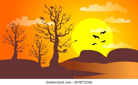Beautiful natural scenery, beautiful mountain scenery vector illustration.