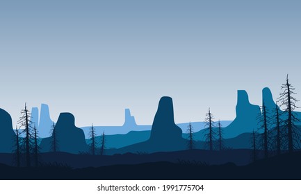 Beautiful natural scenery from the outskirts of the city in the morning. Vector illustration of a city