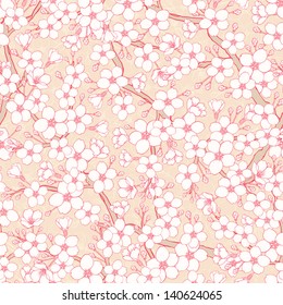 beautiful natural seamless pattern with blossoming apple tree branch. vector illustration 