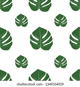 beautiful natural seamless pattern of green monstera leaves