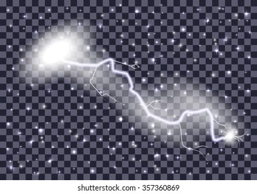 Beautiful Naturalistic Lightning with Transparency. Vector Illustration. EPS10