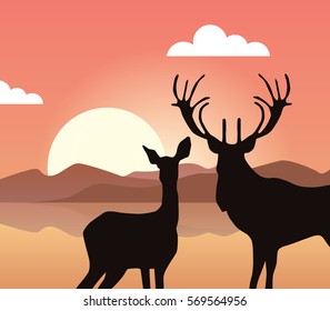 Beautiful nature. Animals, trees, mountains.