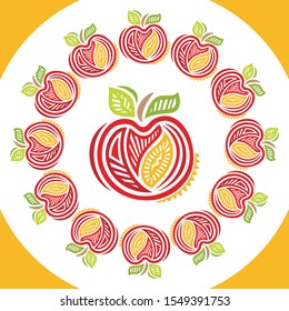 Beautiful nature background of apples. Vector illustration