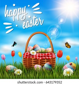 Beautiful nature background with easter egg