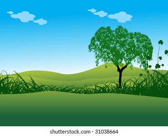 bella ilustración de fondo natural, fondo de pantalla vectorial