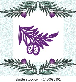 Beautiful nature background with olive branches. Vector illustration
