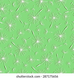 Beautiful nature background seamless pattern light green with white flower dandelion fluff. Floral seamless pattern with summer or spring flower. Stylish romantic trendy wallpaper. Vector illustration