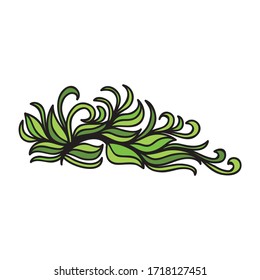 Beautiful nature decorative element. Green branch. Vector illustration