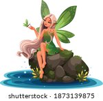 Beautiful nature fairy sitting on a river stone_part 1