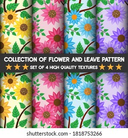 Beautiful nature of flower and leave high quality textures pattern and seamless. Vector illustration