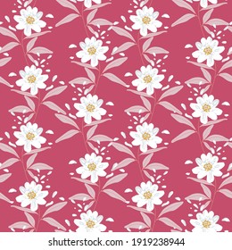 Beautiful nature flowers and leaves seamless pattern