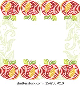 Beautiful nature frame of apples. Vector illustration