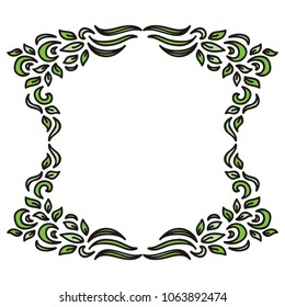 Beautiful nature frame of leaves. Vector illustration