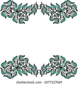 Beautiful nature frame of leaves. Vector illustration