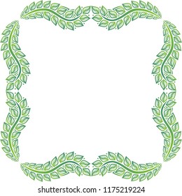 Beautiful nature frame of leaves. Vector illustration