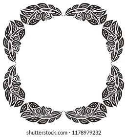 Beautiful nature frame of leaves. Vector illustration