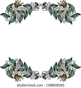 Beautiful nature frame of leaves. Vector illustration