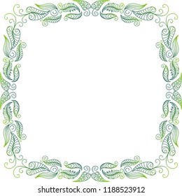 Beautiful nature frame of leaves frame. Vector illustration