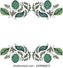 Beautiful nature frame of leaves. Vector illustration