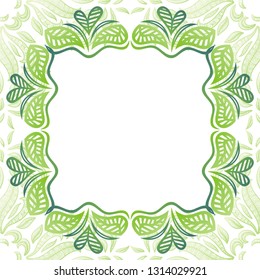 Beautiful nature frame of leaves. Vector illustration