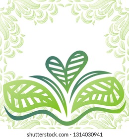 Beautiful nature frame of leaves. Vector illustration