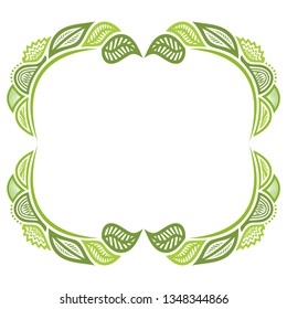 Beautiful nature frame of leaves. Vector illustration