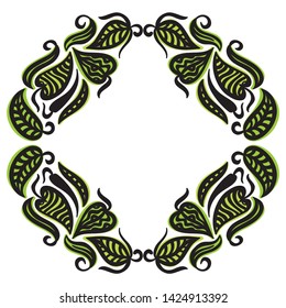 Beautiful nature frame of leaves. Vector illustration
