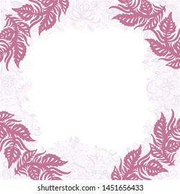 Beautiful nature frame of leaves. Vector illustration