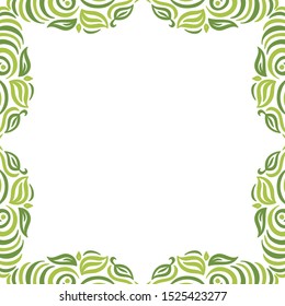 Beautiful nature frame of leaves. Vector illustration