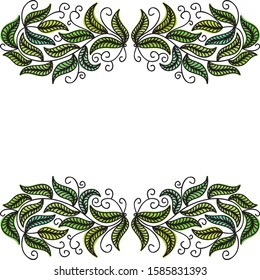Beautiful nature frame of leaves. Vector illustration