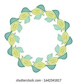 Beautiful nature frame of leaves. Vector illustration