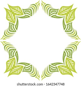 Beautiful nature frame of leaves. Vector illustration