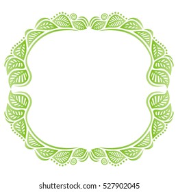 Beautiful nature frame of leaves. Vector illustration.