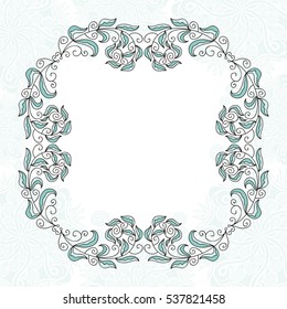 Beautiful nature frame of leaves. Vector illustration.