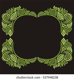 Beautiful nature frame of leaves. Vector illustration.