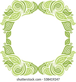 Beautiful nature frame of leaves. Vector illustration.