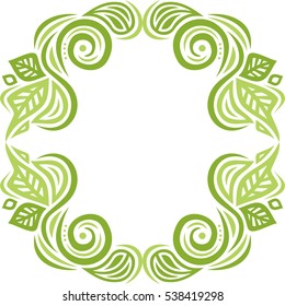 Beautiful nature frame of leaves. Vector illustration.