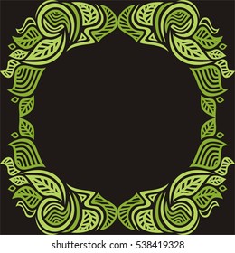Beautiful nature frame of leaves. Vector illustration.