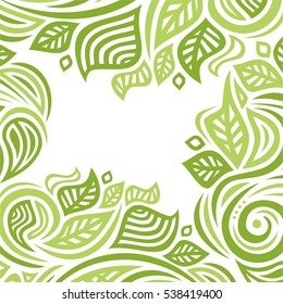 Beautiful nature frame of leaves. Vector illustration.