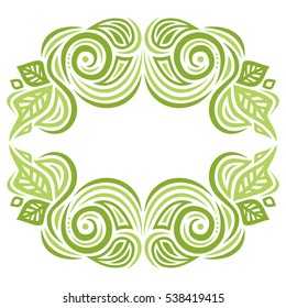 Beautiful nature frame of leaves. Vector illustration.