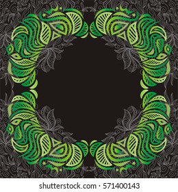 Beautiful nature frame of leaves. Vector illustration.