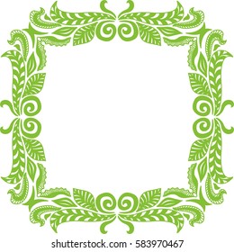 Beautiful nature frame of leaves. Vector illustration.