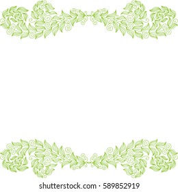 Beautiful nature frame of leaves. Vector illustration.